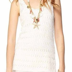 Lilly Pulitzer Resort White and Gold Metallic Diana Sweater Tank